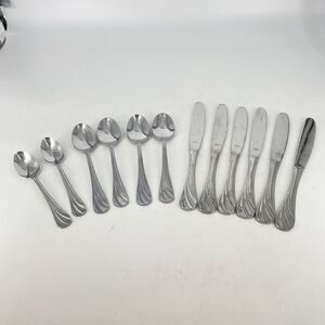 Lot of 12 Libbey Serenade Stainless Flatware Spoon Knife Set Korea